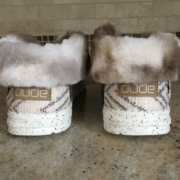 NEW Hey Dude Britt Boho Chevron Faux Fur Trim Shoes - Picture 8 of 15